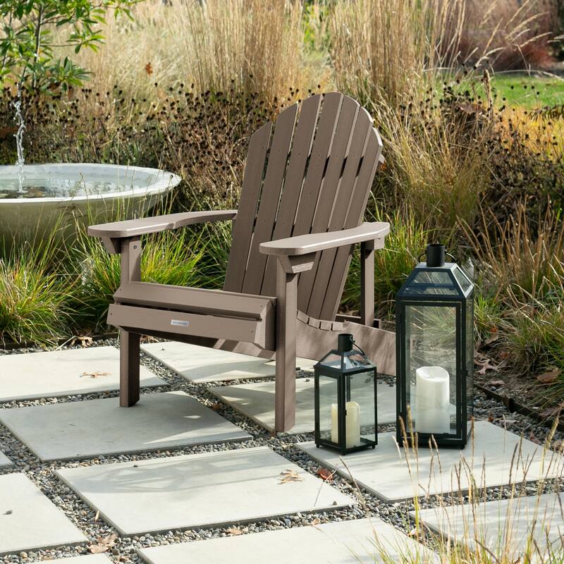 Eco-friendly Synthetic Wood Folding and Reclining Adirondack Chair