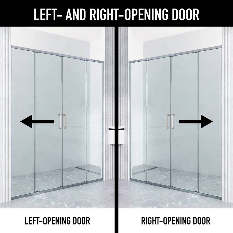 VIGO Paloma 56 to 60 in. W x 74 in. H Semi-Frameless Double-Sliding Shower Door with Clear Tempered Glass