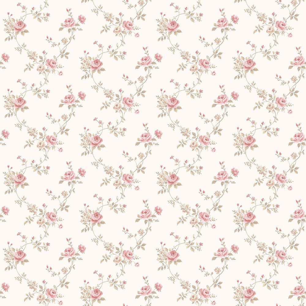 Galerie Wallcoverings Miniatures 3 Rose Floral Trail Design Vinyl on Non-woven Matte Wallpaper Roll