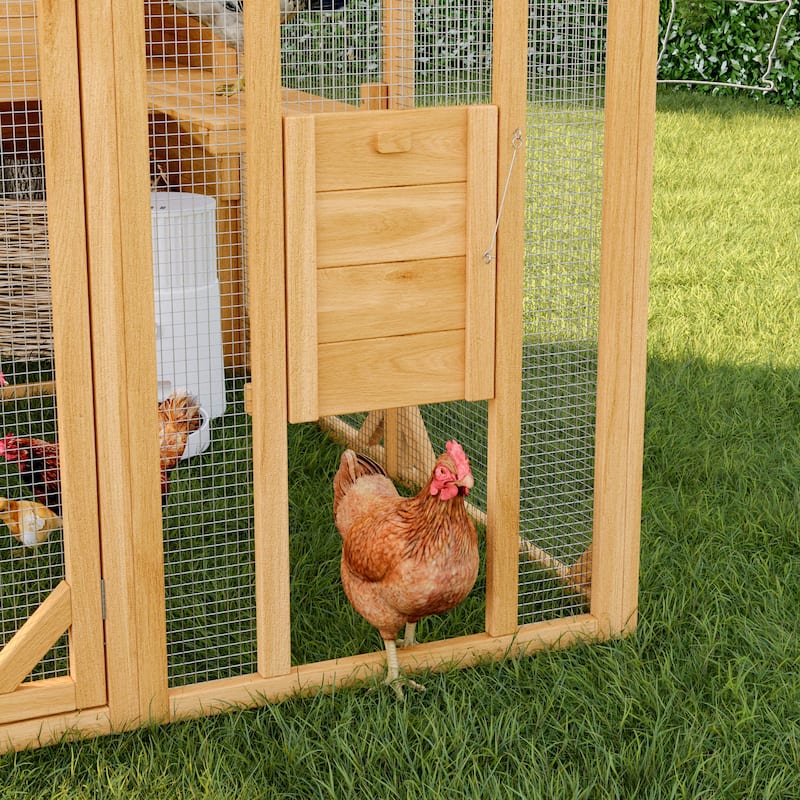Multi-Functional Wood Chicken Coop Hen House or Cat Cage with Wire Mesh Run
