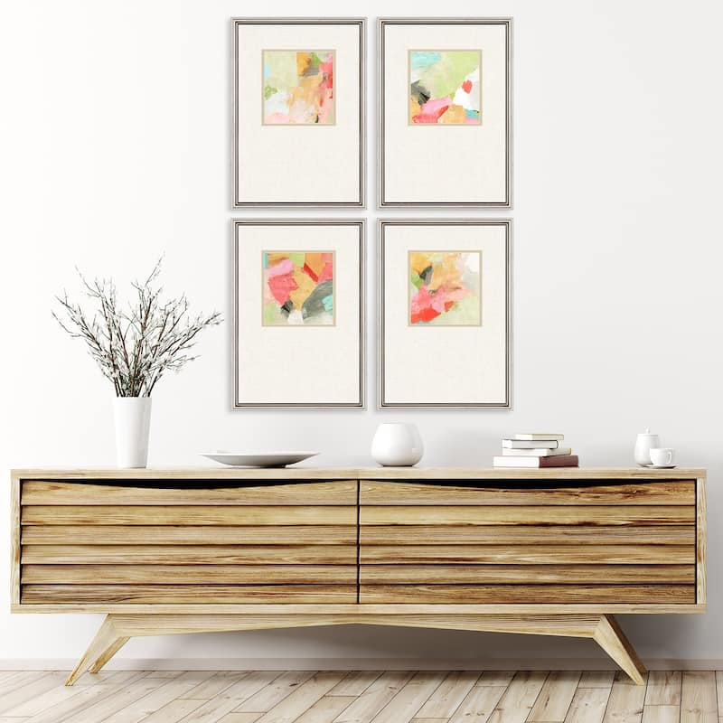 Pastel Splash S/4 Framed Art Exclusive Giclee Under Glass - Multi-Color