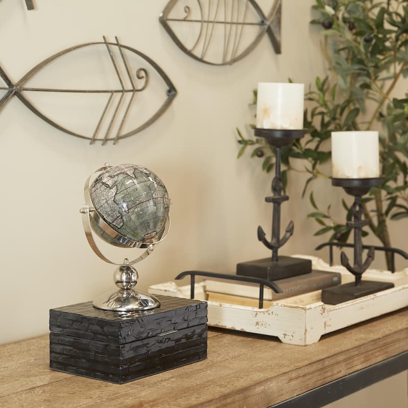 Stainless Steel Metal Globe - Silver - Roche River Decor