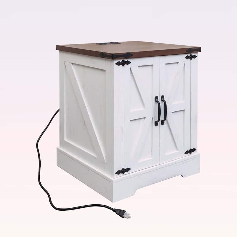 Farmhouse End Table with Charging Station