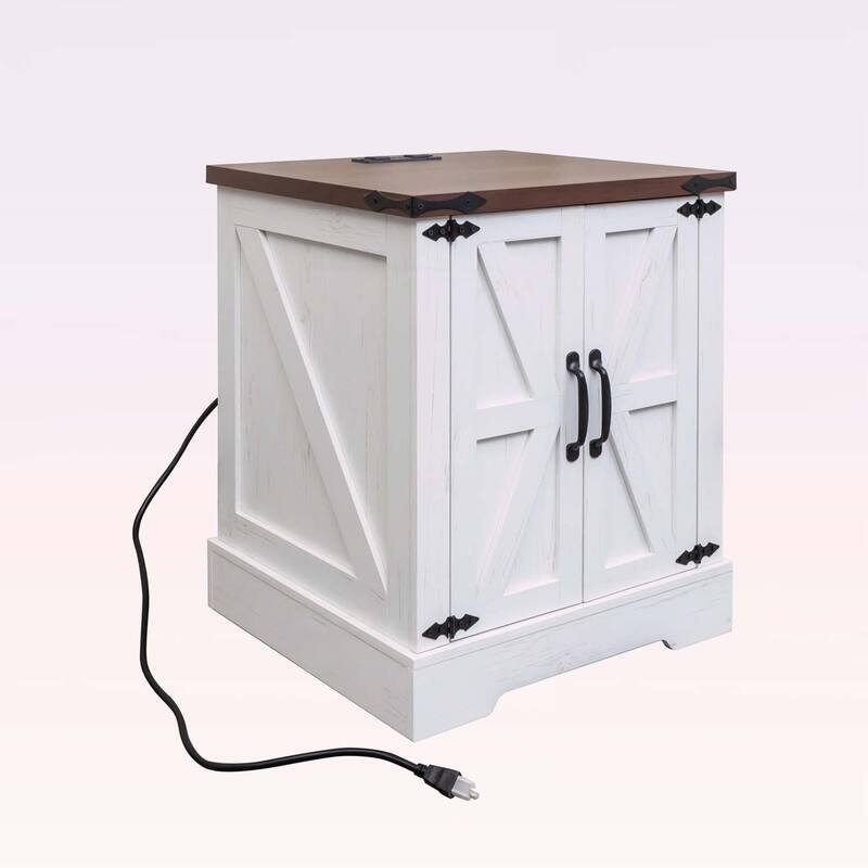 Rustic Wood Nightstand with Adjustable Shelf