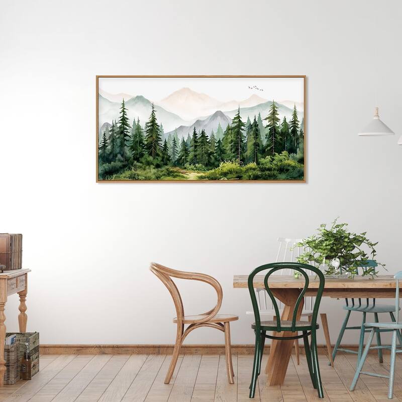 Green Forest Tree Wall Decor, Woodland Nursery Wall Painting