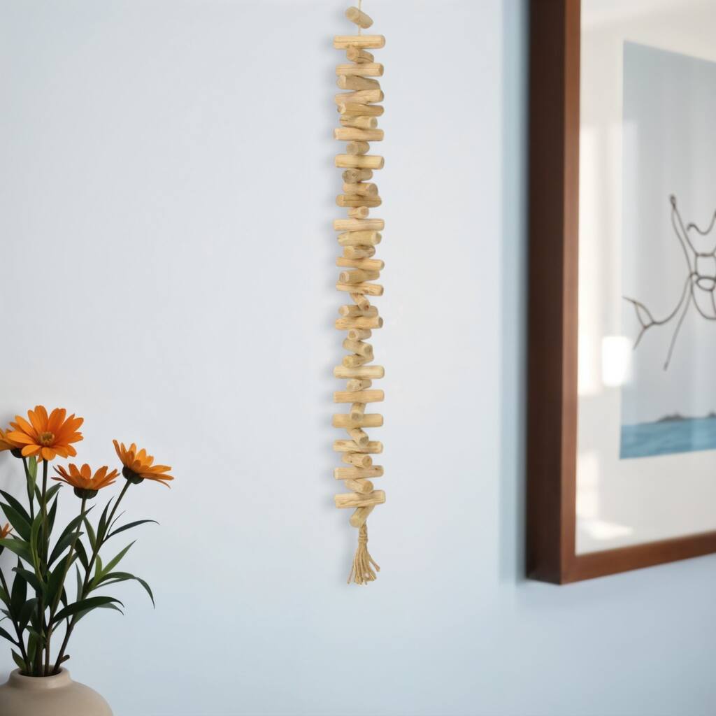 HomeRoots 40" Brown Wood Rods And Rope Decorative Tassel - 3.25' X '40' X '1