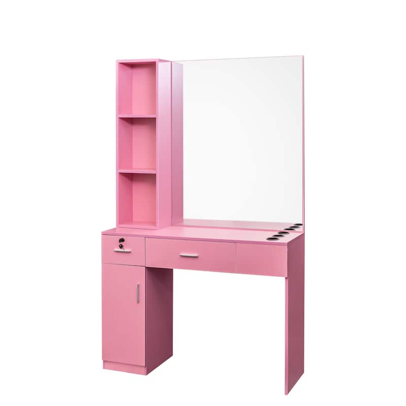 With concise design,Salon Station Barber Stations Styling Station Barber Beauty Spa Salon Equipment Set with Mirror