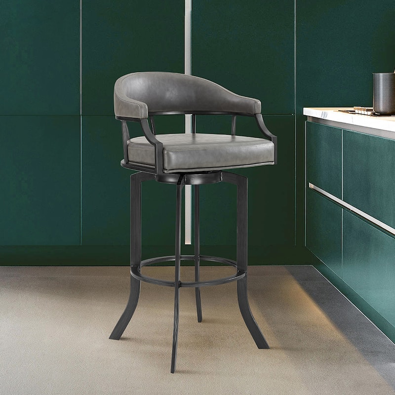 Pharaoh Grey Faux Leather Counter or Bar Height Swivel Stool - Counter Height