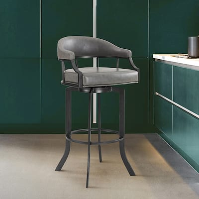 Pharaoh Grey Faux Leather Counter or Bar Height Swivel Stool