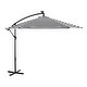 preview thumbnail 5 of 20, Glam 10-foot Solar LED Cantilever Umbrella with Base (UV 50+) Black Stripes