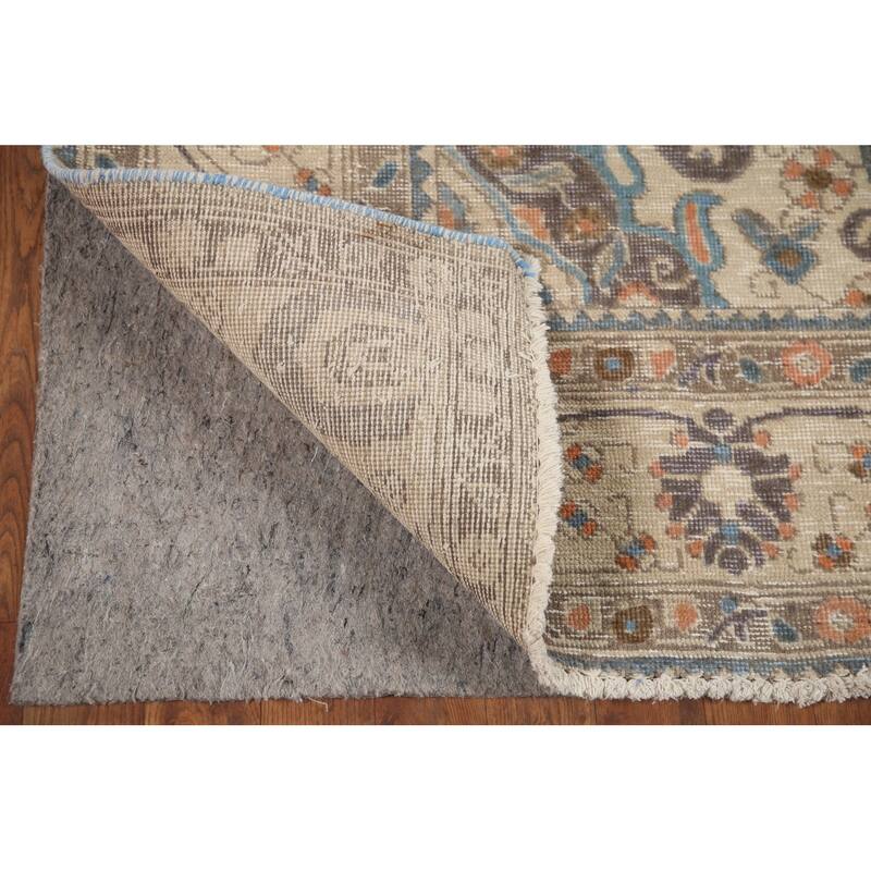 Hand Knotted Oriental 100% Wool Carpet Traditional Medallion Beige & Ivories Tabriz Area Rug - 9' 5'' X 6' 5''