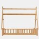 preview thumbnail 9 of 16, Montessori Low Floor Bed with Fence, Wood Bed Frame with Roof and Safety Guardrail