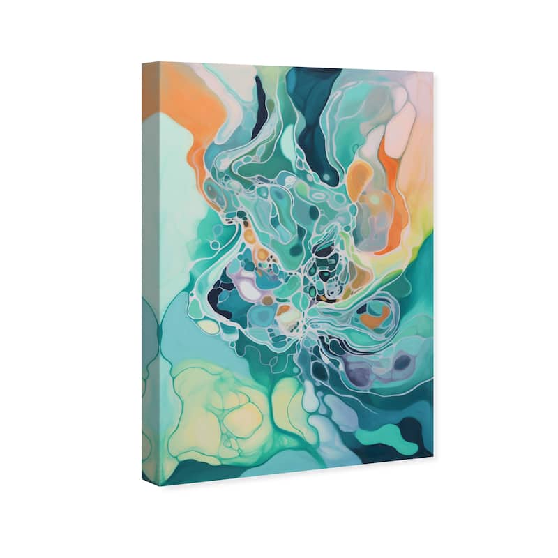 Wynwood Studio Canvas Abstract Falling Water Abstract Green and Mint Green Tropical Wall Art Canvas Print