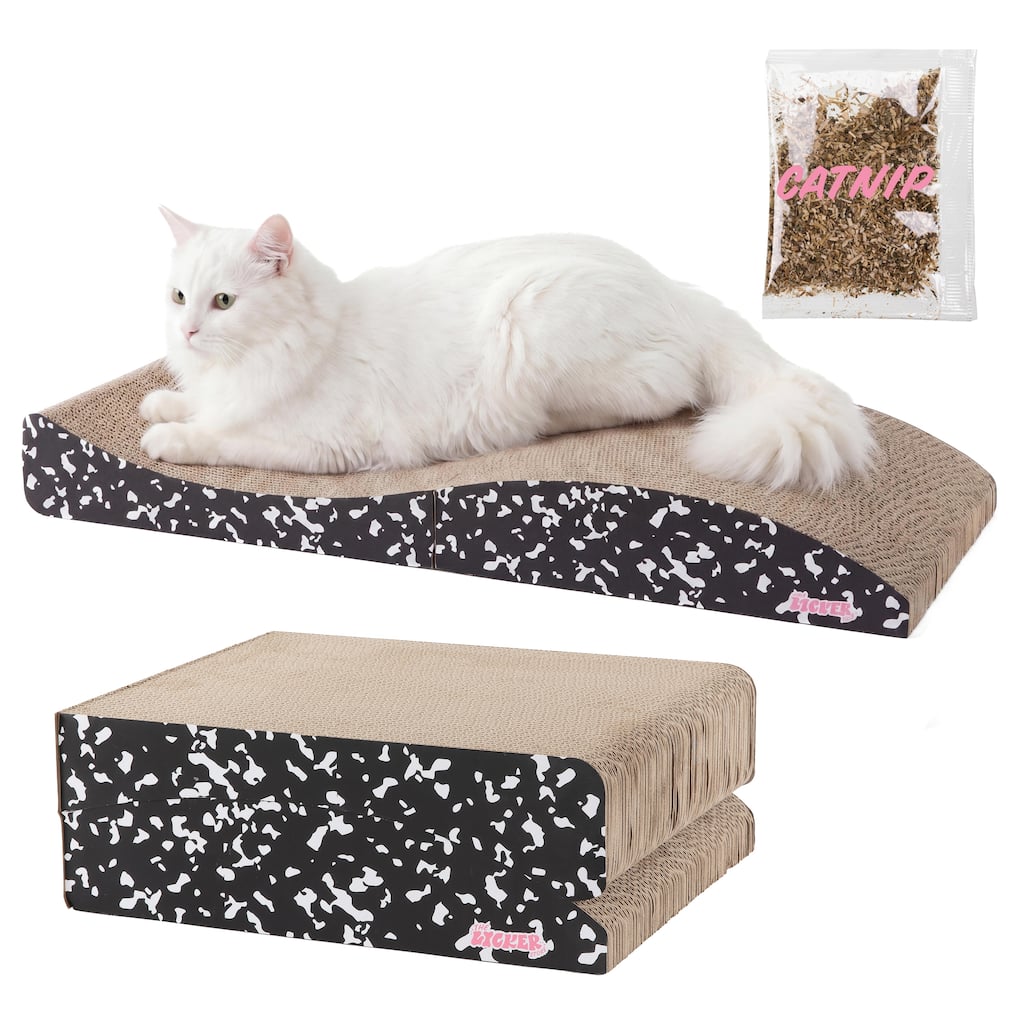 Eero Modern Cardboard Foldable Lounge Cat Scratcher with Catnip