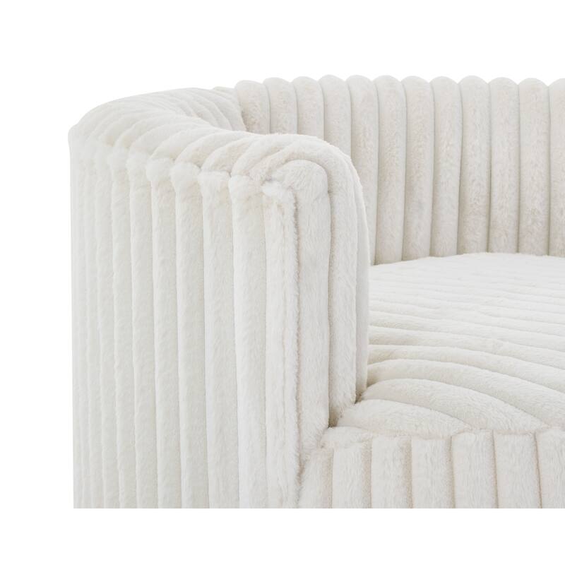 Off White 35" Corduroy Barrel Chair