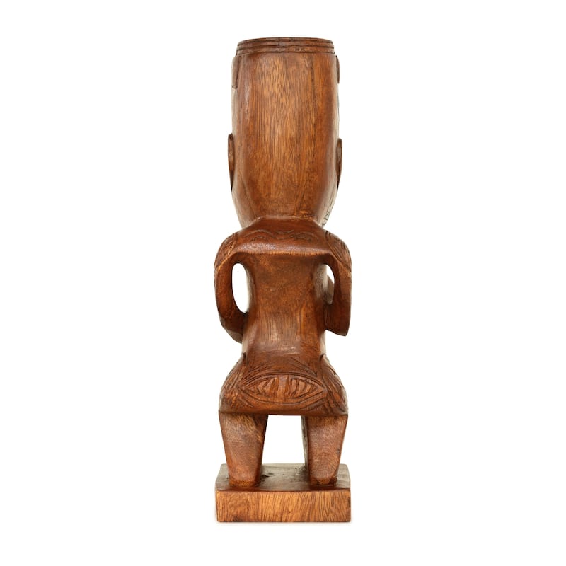 Handmade Wooden Primitive Tattoo Face Tribal Statue Sculpture Tiki Bar Totem Handcrafted Unique Gift Home Decor Accent Figuri