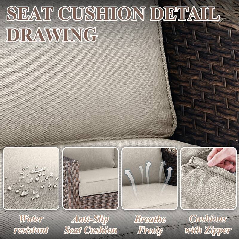 Outdoor Patio Sofa & Swive Chail with Ottoman