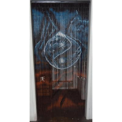 Bamboo Beaded Curtain Ying Yang Abstract