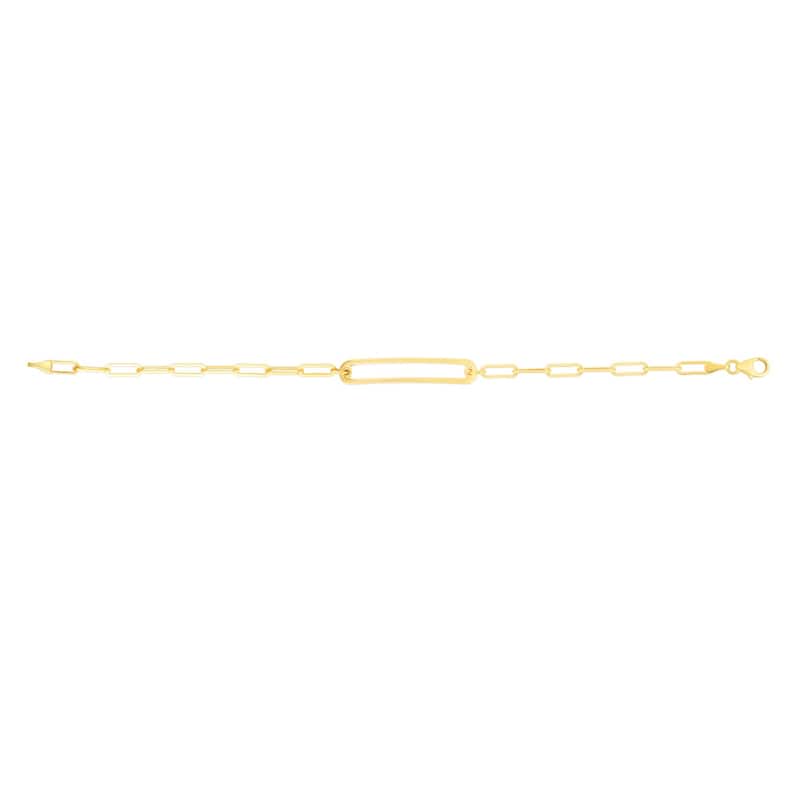 Curata 14k Yellow Gold 7" 3.2mm Paperclip Curved Open Bar Bracelet