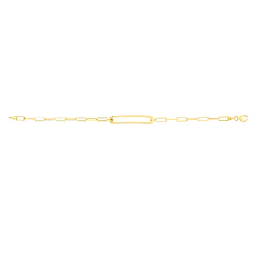 Curata 14k Yellow Gold 7" 3.2mm Paperclip Curved Open Bar Bracelet
