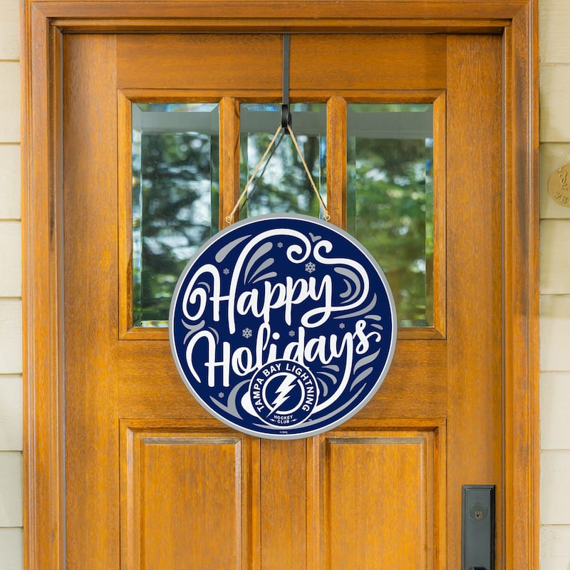 Tampa Bay Lightning 18" x 18" Happy Holidays Door Décor Wall Sign - 18" x 18"