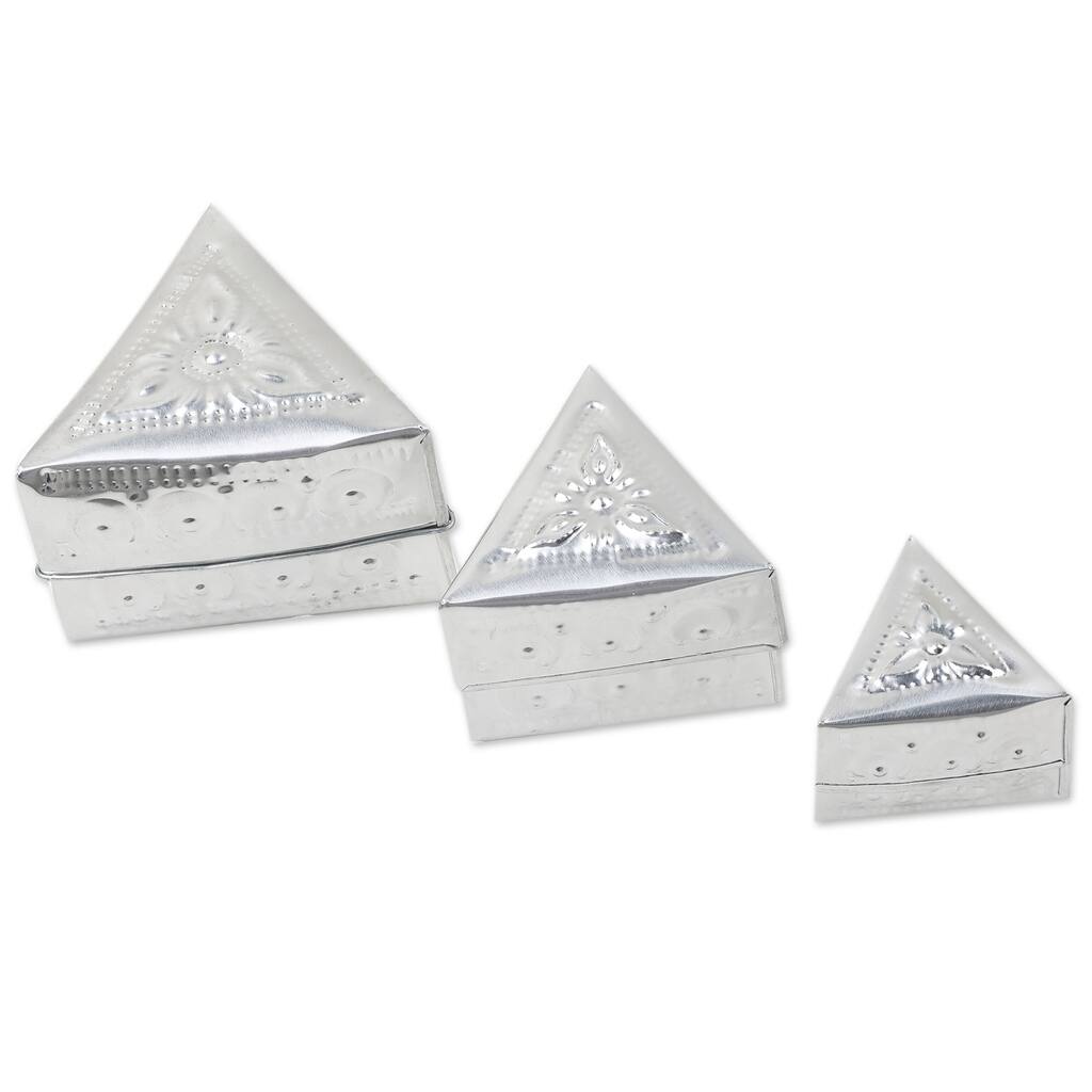 Novica Handmade Triangular Palace Aluminum Decorative Boxes (Set Of 3)