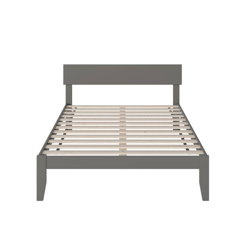 Elegance Full Bed - Modern Grey Headboard, Slat Kit Included, No Box Spring Needed