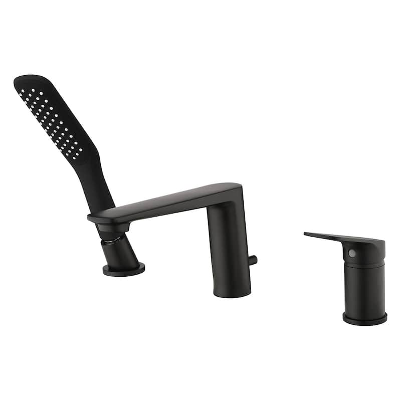 Matte Black Tub Faucet With Handshower Bathroom Bathtub Faucets Deck Mount Modern Tub Filler Trim With Hand Shower - Matte Black