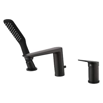 Matte Black Tub Faucet With Handshower Bathroom Bathtub Faucets Deck Mount Modern Tub Filler Trim With Hand Shower