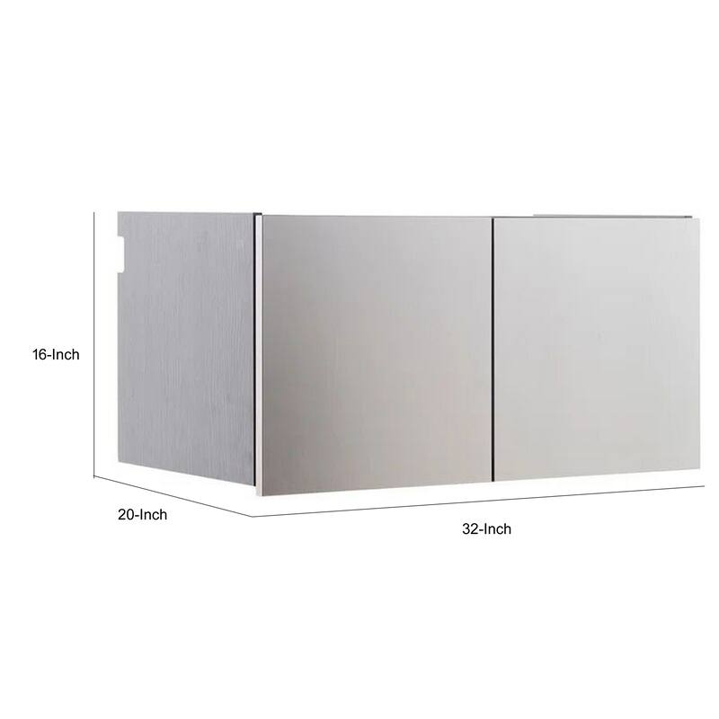 Osy Wall Mounted Garage Cabinet, 2 Wide Shelves, Double Door, Gray