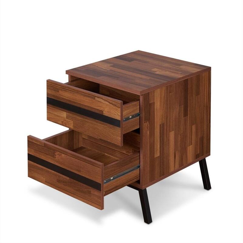 HomeRoots 23" Black And Brown End Table With Two Drawers - 18" X 20" X 23"
