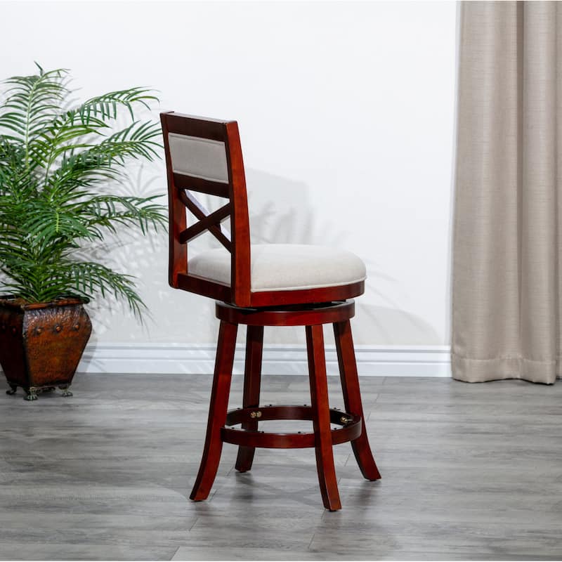 Bar Height X-Back Swivel Stool,Fabric Seat