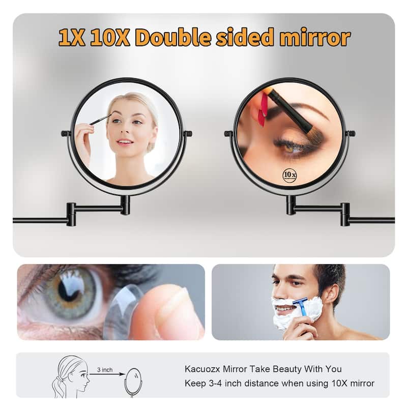 Makeup Mirror 10x Magnification Double-Sided Swivel Mirror Wall Mount