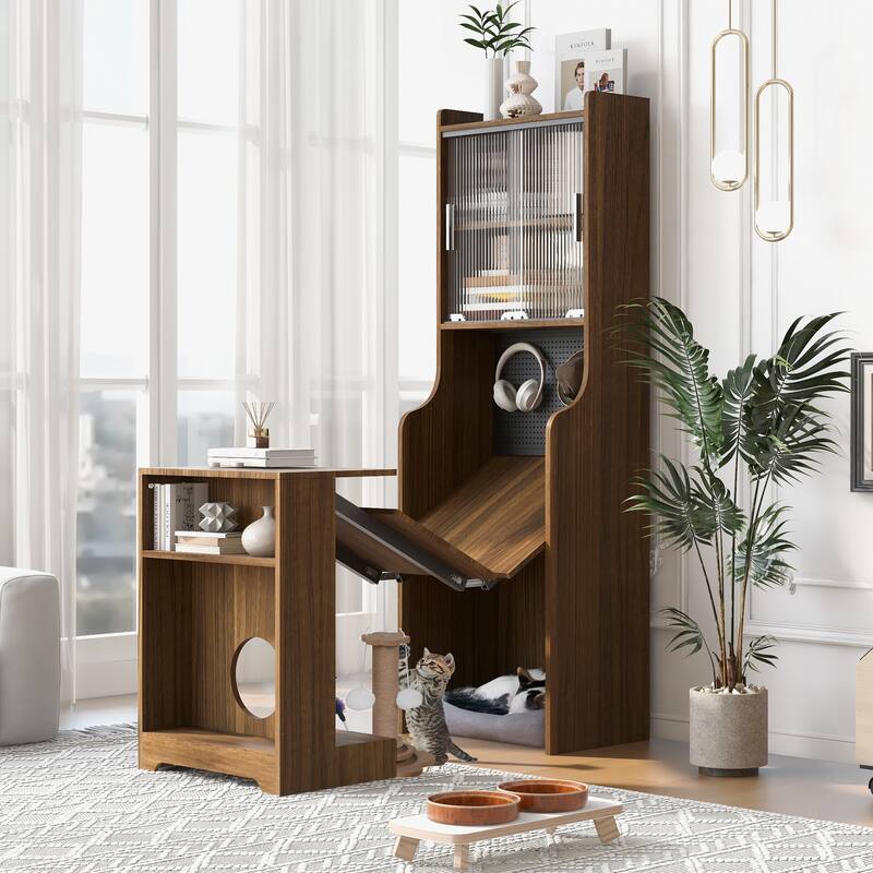 Roskilde Writing Desk with Hutch Wooden Laptop Workstation with 3 Open Pigeonholes, Student Desks Writing Desks Workstation Desk