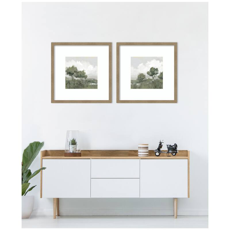 Kate and Laurel Shades of Olive No. 1 & No. 2 2 Piece Framed Wall Art Print Set by Mary Sparrow