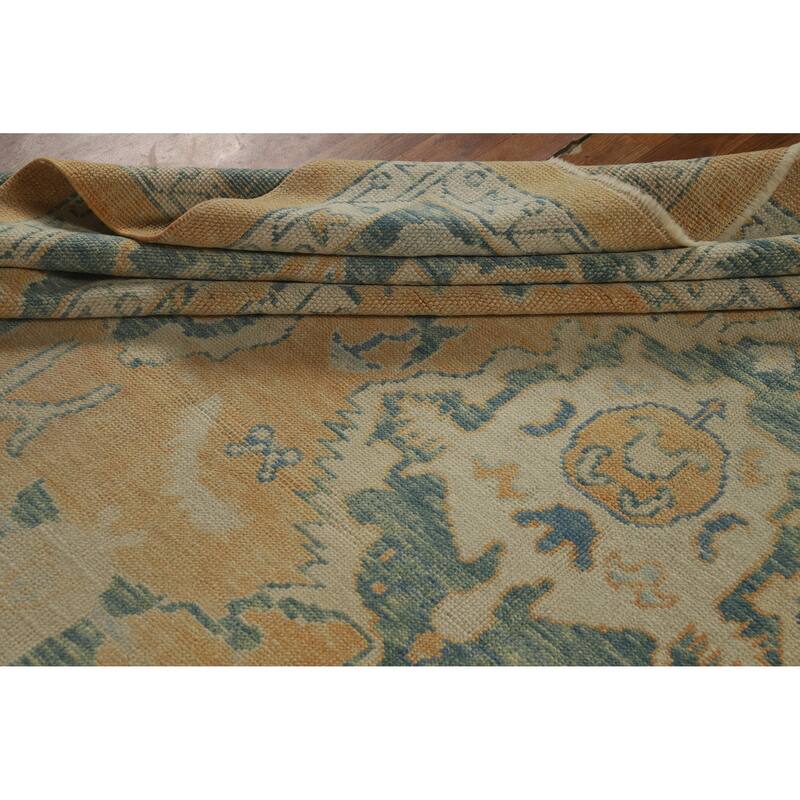 Hand Knotted Oriental 100% Wool Carpet Transitional All-Over Oranges & Rust Oushak Area Rug - 14' 0'' X 10' 5''