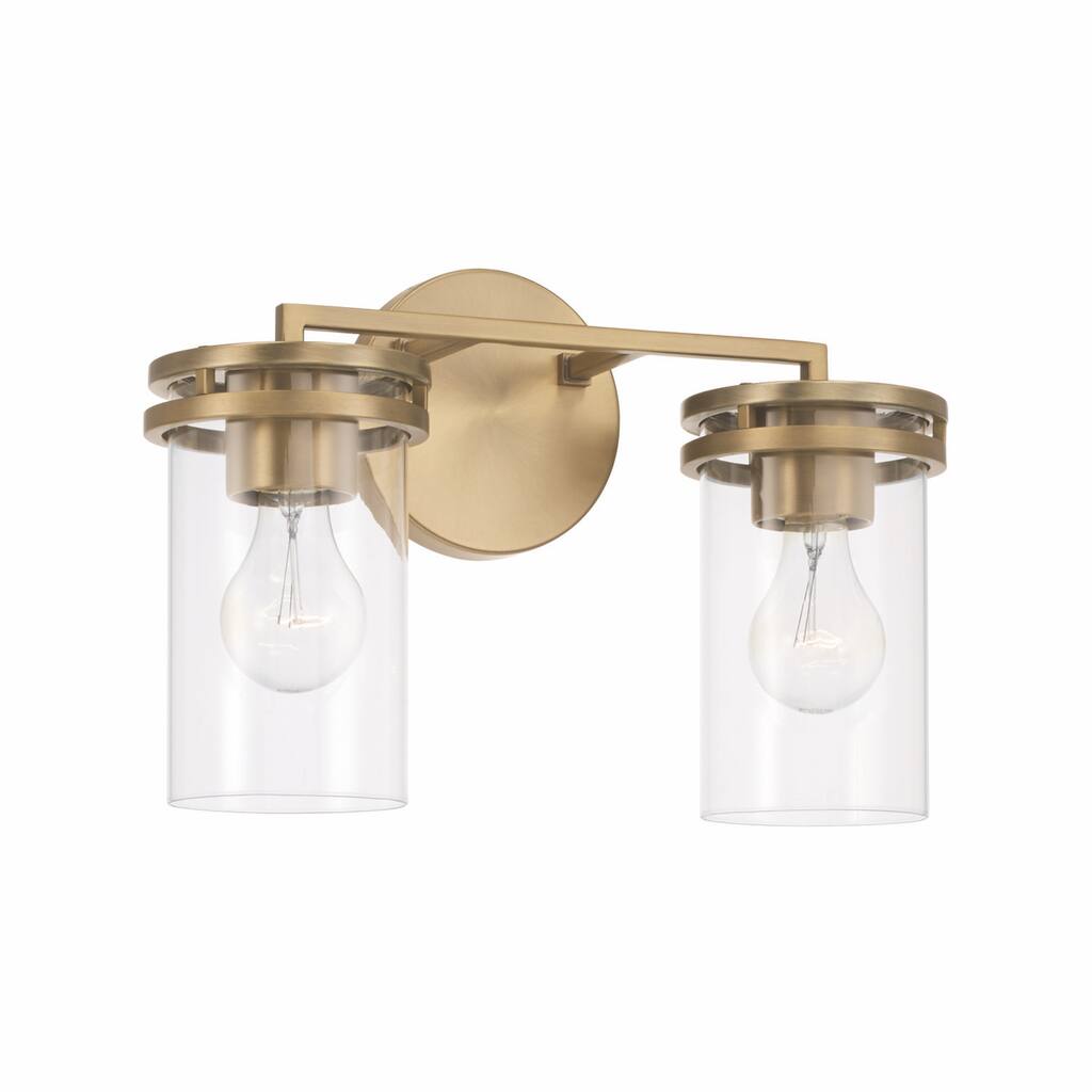 Fuller 2-light Bath/ Vanity Fixture w/ Clear Glass