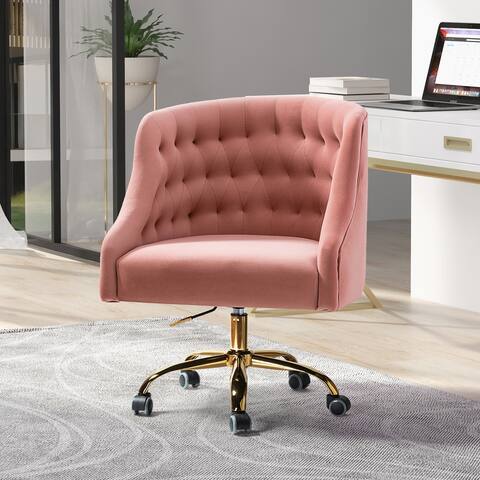 Modern Velvet Tufted Office Chair with Gold Metal Base by HULALA HOME