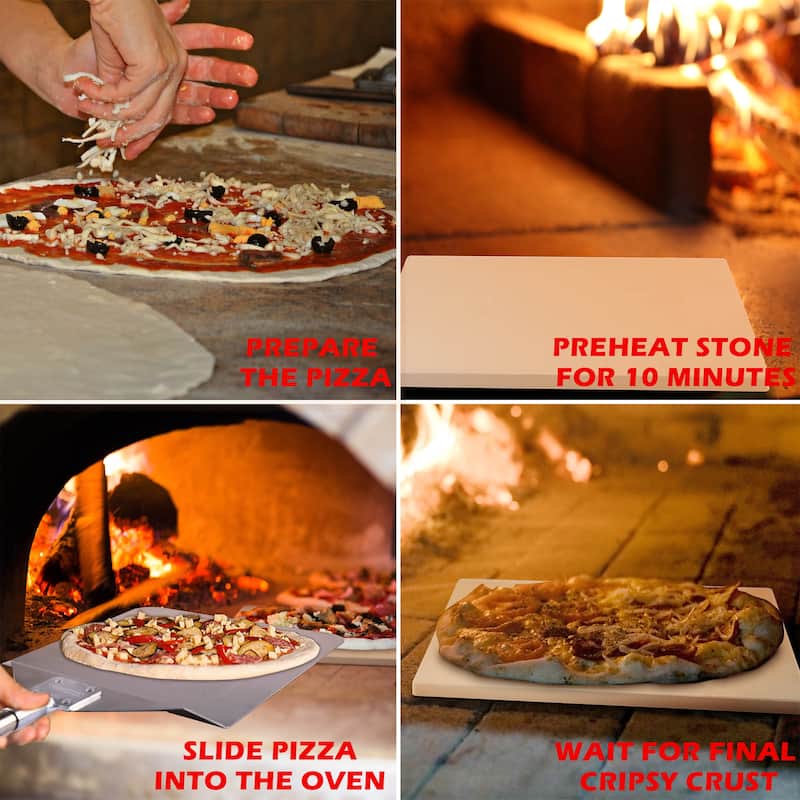 Royal Gourmet 2-Piece Pizza Set, 15-Inch Pizza Stone and Shovel