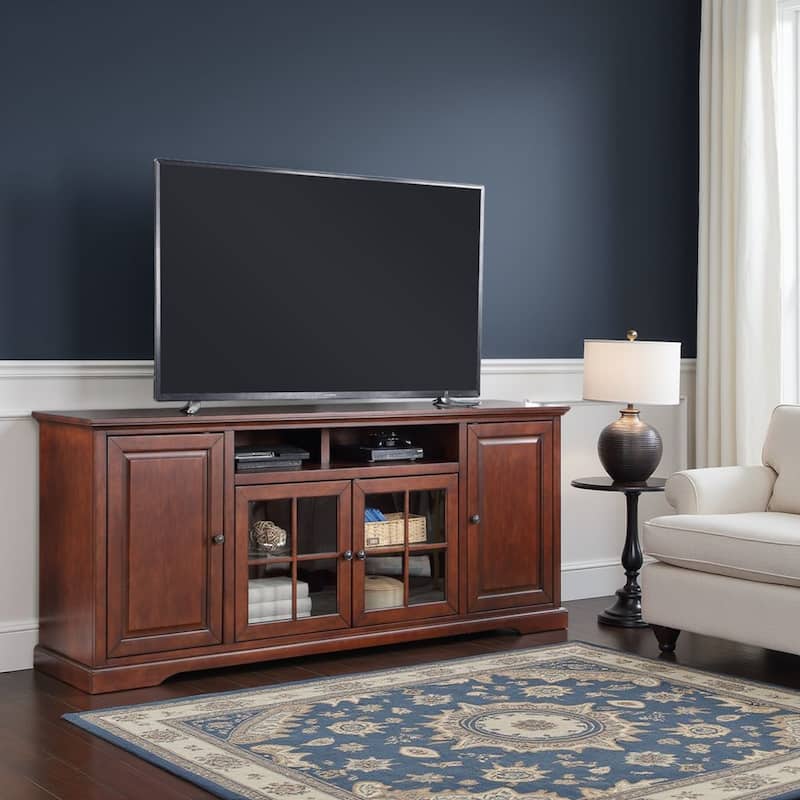 Bridgevine Home Classic 78 inch TV Stand Console for TVs up to 85 inches, No Assembly Required, Dark Cherry Finish - Dark Cherry