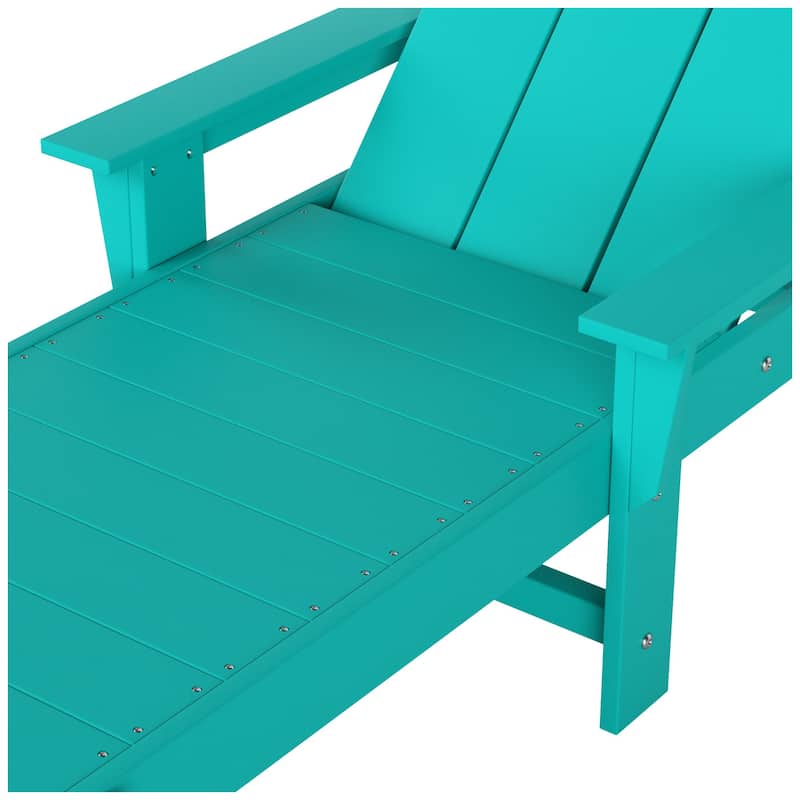 Polytrends Shoreside Modern Poly Reclining Eco-Friendly All Weather Chaise Lounge With Arms & Wheels