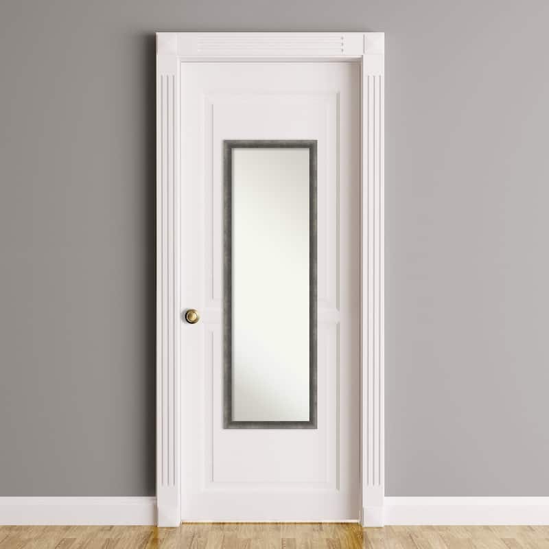 Burnished Concrete Narrow Non-Beveled Wood Framed Full-Length On the Door Mirror - Burnished Concrete Narrow - Glass Size 14x48