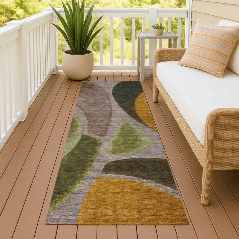 Machine Washable Indoor/ Outdoor Modern Hays Chantille Rug - Taupe - 2'3" x 7'6"