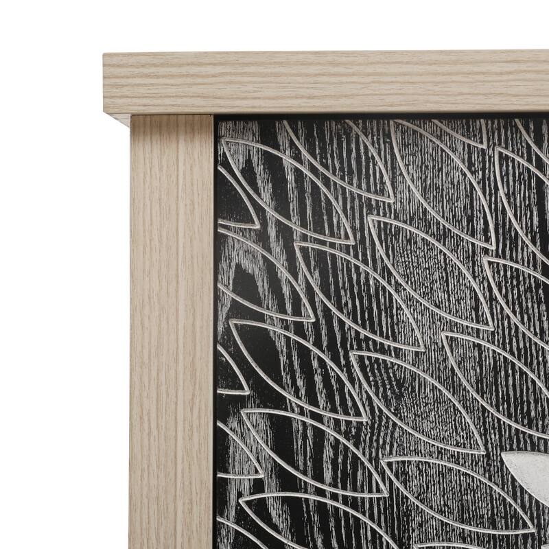 GDFStudio - Oakcraft Traditional Wooden Accent Storage Cabinet with 2 Carved Doors