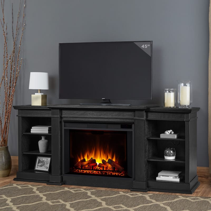 Eliot 81" Grand TV Stand Electric Fireplace by Real Flame - Black