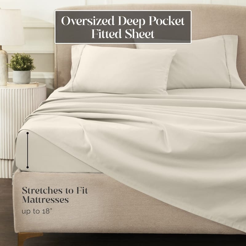 Blue Nile Mills 1200 Thread Count Egyptian Cotton Embroidered Deep Pocket Sheet Set