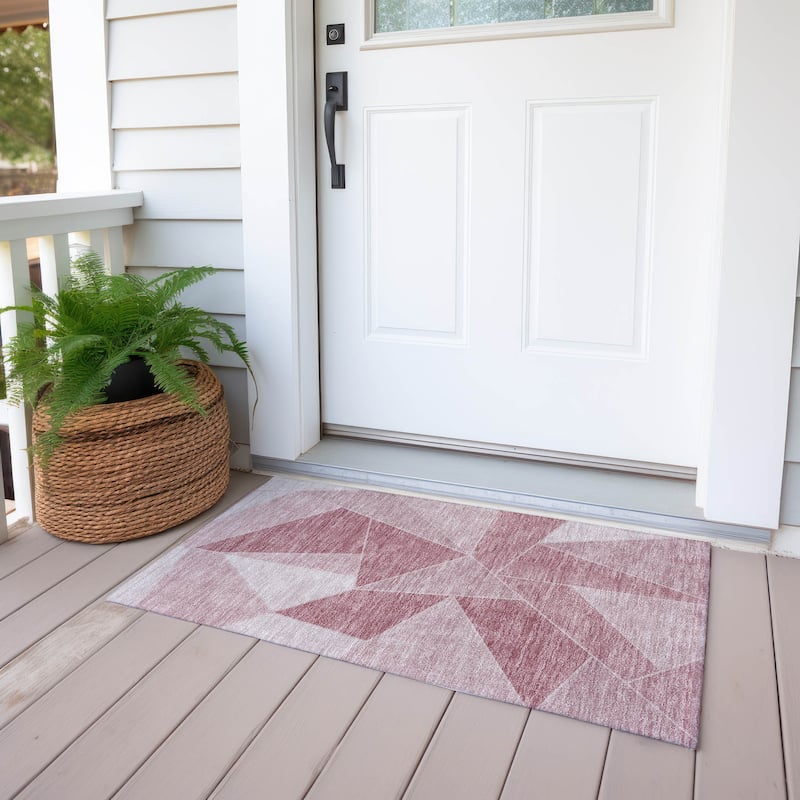 Machine Washable Indoor/ Outdoor Chantille Contemporary Mosaic Rug