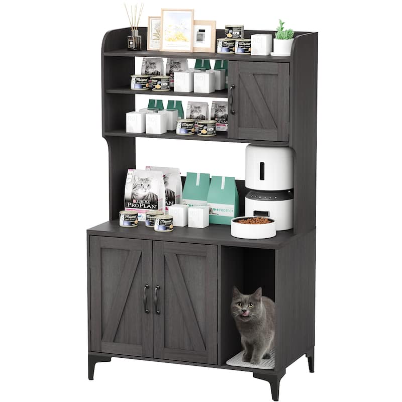 Cat Litter Box Furniture with Shelf Storage