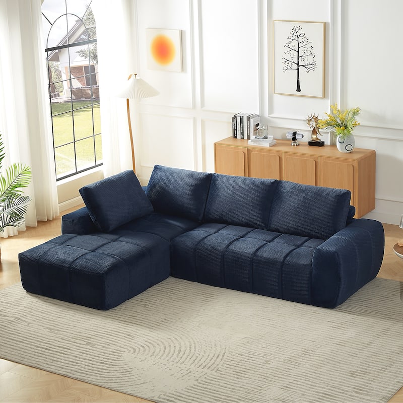 L-Shape Sectional Sofa with Chaise, Oversized Faux Fur Upholstered Sofa, Comfy Sleeper Couch for Living Room, Apartment
