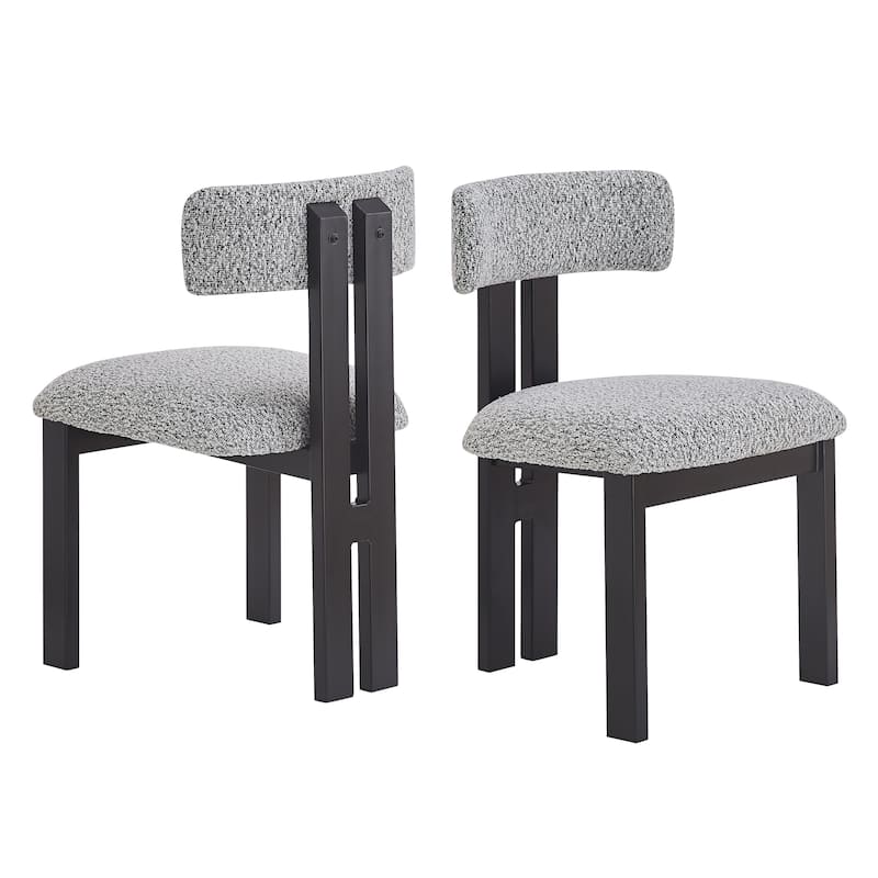 2Pcs Upholstered Armless Modern Dining Chairs Kitchen Chairs with With Metal Legs & Non-Slip Pads